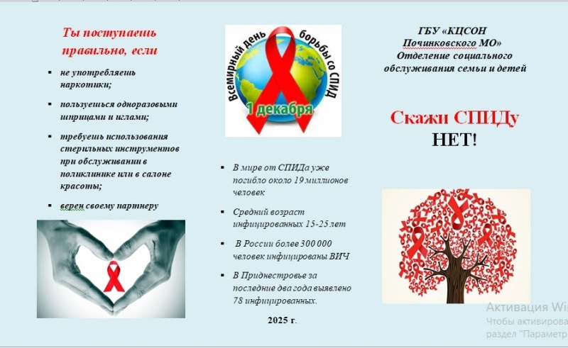 Жизнь без СПИДа: осознанный выбор каждого человека!